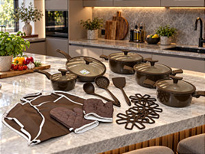 Conjunto Capri Antiaderente 20 Peças - Chocolate