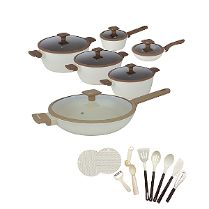 Conjunto Max Classic Antiaderente 22 Peças - Begê