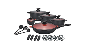 New Classic Antiaderente 20 Peças - Preta & Vermelho