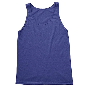 Regata Unissex Azul Marinho fio 30.1 penteado - Vies na cava e bainha de 2 cm com 2 agulhas .
