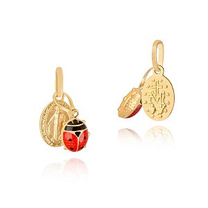 Pingente joaninha e Nossa senhora das Graças