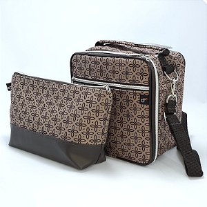 Bolsa Térmica Amora + Necessaire Margot Forrada - Clássica Marrom Claro