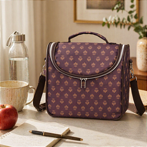 Bolsa Térmica Lancheira Compacta - Estampa Flor de Liz