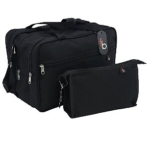 Bolsa de Mão Casual  com 3 Repartições e Necessaire Versátil - Liso Preta