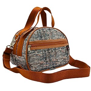 Bolsa de Mão Casual Nicoly - Tipo Oval - Estampa Abstrato Marrom Claro