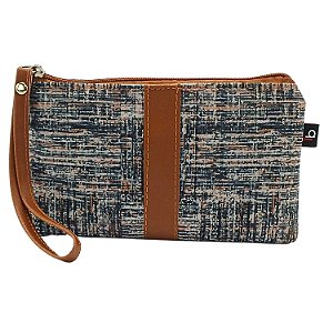 Necessaire Slim (Peq) C/ Alça e Forro - Abstrato Marrom Claro