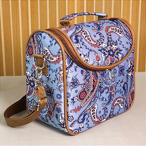 Bolsa Térmica Lancheira Compacta - Estampa Floral Azul Claro