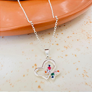 Colar Cadeadinho Com Ping Borboleta Cravejada - 45 cm