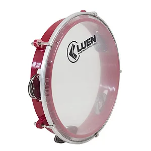 Pandeiro 08" Pele Cristal Junior Vermelho Luen