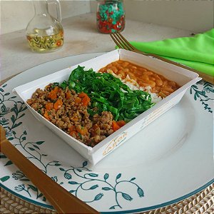 Carne moída com cenoura + Arroz + Feijão + Couve refogada