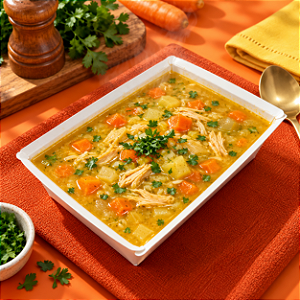 Sopa de legumes com frango picadinho