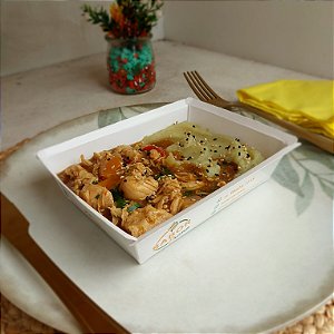 Frango xadrez + Purê de batata doce