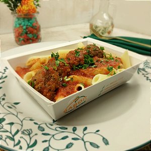 Almôndegas c/ molho natural de tomate + Penne zero glúten