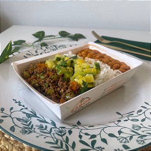 Patinho moído c/ vagem e cenoura + Arroz, Feijão e Abobrinha