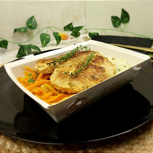 Filé de frango grelhado + Arroz de couve flor + Espaguete de cenoura