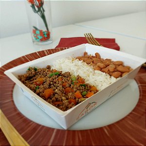 Carne moída c/ cenoura + Arroz + Feijão