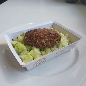 Hambúrguer artesanal + Chuchu + Arroz de couve flor