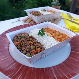 Patinho moído c/ cenoura e vagem + Arroz e Feijão