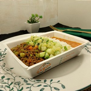 Carne moída c/ cenoura e vagem + Arroz, Feijão e Abobrinha