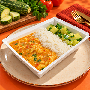 Bobó de frango + Arroz e Abobrinha brasileira