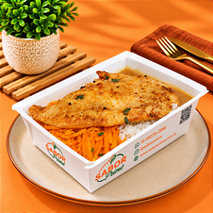 Filé de frango grelhado + Arroz + Feijão + Espaguete de cenoura