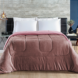 Coberdrom Casal Queen Malha 100% Algodão Edredom com Sherpa - Rosê