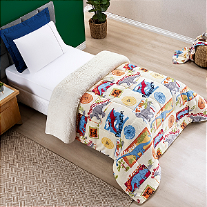 Coberdrom Edredom Solteiro Infantil de Sherpa Dupla Face Bouti Kids -  Dino