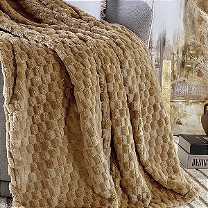Cobertor Ultrasoft Casal Queen 01 Peça Grosso Aveludado Marshmallow - Caramelo