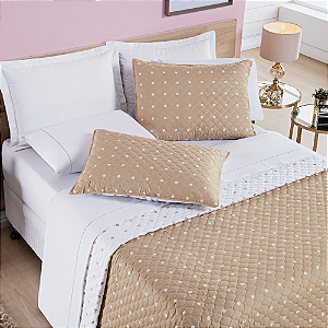 Cobre Leito King 03 Peças Dupla Face 200 Fios Estampado Petit Poá -  Cáqui