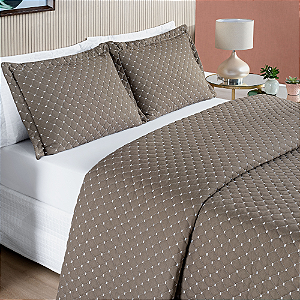 Cobre Leito King 03 Peças Dupla Face 200 Fios Bordado Ravena - Camafeu