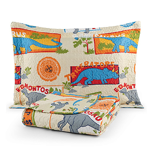 Cobre Leito Solteiro 02 Peças Matelado Dupla Face Bouti Kids - Dino