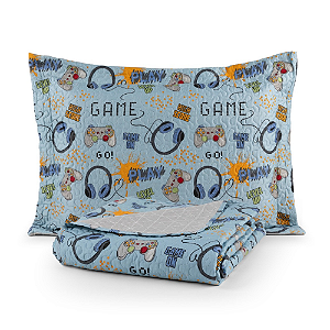 Cobre Leito Solteiro 02 Peças Matelado Dupla Face Bouti Kids - Game