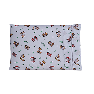 Fronha Avulsa Percal 100% Algodão 180 Fios com Ponto Palito Kids - Raposa