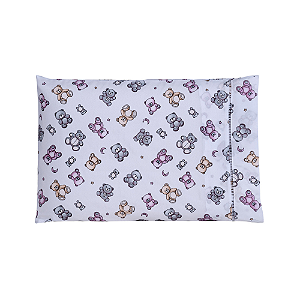 Fronha Avulsa Percal 100% Algodão 180 Fios com Ponto Palito Kids - Urso