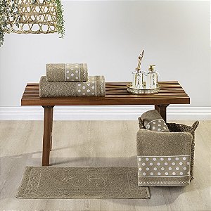 Jogo de banho 05 Peças 100% Algodão toalha Petit Poá - Fendi