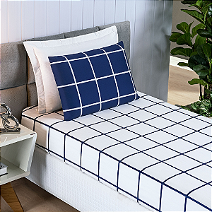 Jogo de cama Solteiro 02 peças Micro Percal 200 Fios Austin Estampa - Marinho