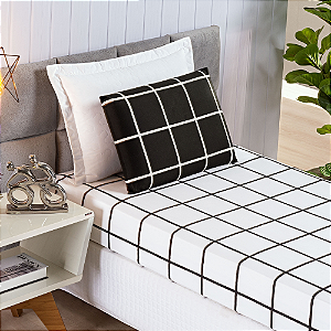 Jogo de cama Solteiro 02 peças Micro Percal 200 Fios Austin Estampa - Preto