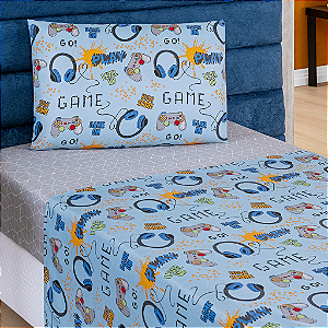 Jogo de cama Solteiro 03 peças lençol Toque Macio Bouti Kids - Game