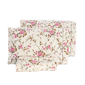 Jogo de lençol Casal Padrão 03 Peças 100% Algodão Percal 180 fios Vivale - Amelia