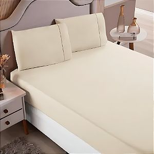 Jogo de lençol King 03 peças 100% Algodão Percal 180 fios Basic - Palha