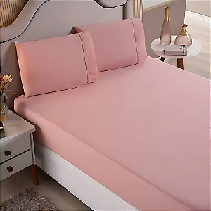 Jogo de lençol King 03 peças 100% Algodão Percal 180 fios Basic - Rosa