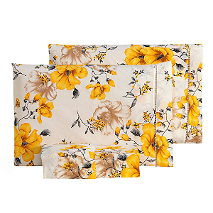 Jogo de lençol King 03 Peças 100% Algodão Percal 180 fios Vivale - Flora