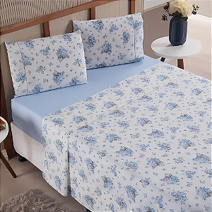 Jogo de lençol King 04 Peças 100% Algodão Percal 180 fios Vivale - Safira