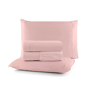 Jogo de lençol King 04 peças 100% Algodão Percal 300 fios Classic - Rosa