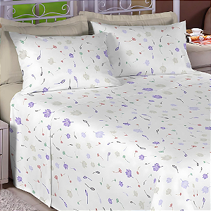 Jogo de lençol King 04 Peças 100% Algodão Percal 300 fios Home - Encanto