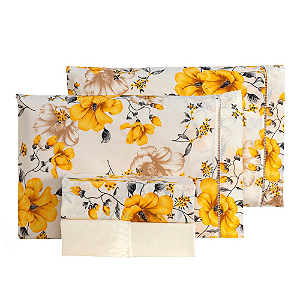 Jogo de lençol Queen 04 Peças 100% Algodão Percal 180 fios Vivale -  Flora