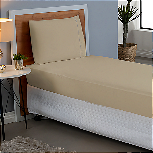 Jogo de lençol Solteiro 02 peças 100% Algodão Percal 180 fios Basic - Bege