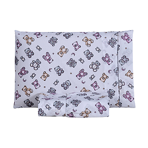 Jogo de lençol Solteiro 02 Peças 100% Algodão Percal 180 fios Kids - Urso