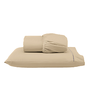 Jogo de lençol Solteiro 02 peças 100% Algodão Percal 300 fios Classic - Bege