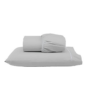 Jogo de lençol Solteiro 02 peças 100% Algodão Percal 300 fios Classic - Cinza